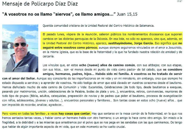 La enigmática carta de Policarpo Díaz: «No estamos en tiempo de fake news»