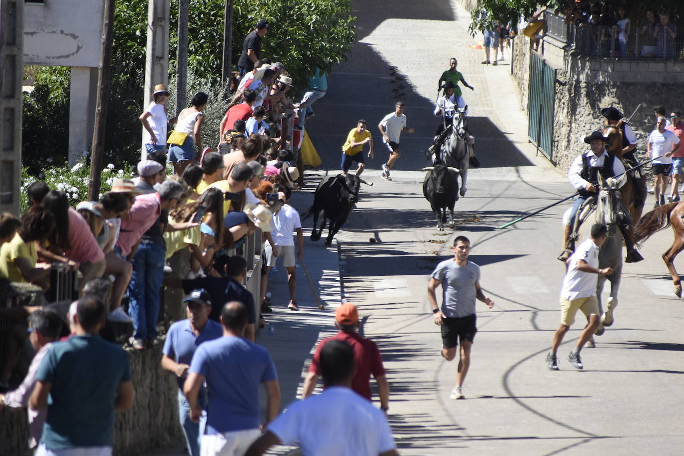 Herido un caballo en un deslavazado y largo tercer encierro guinaldés