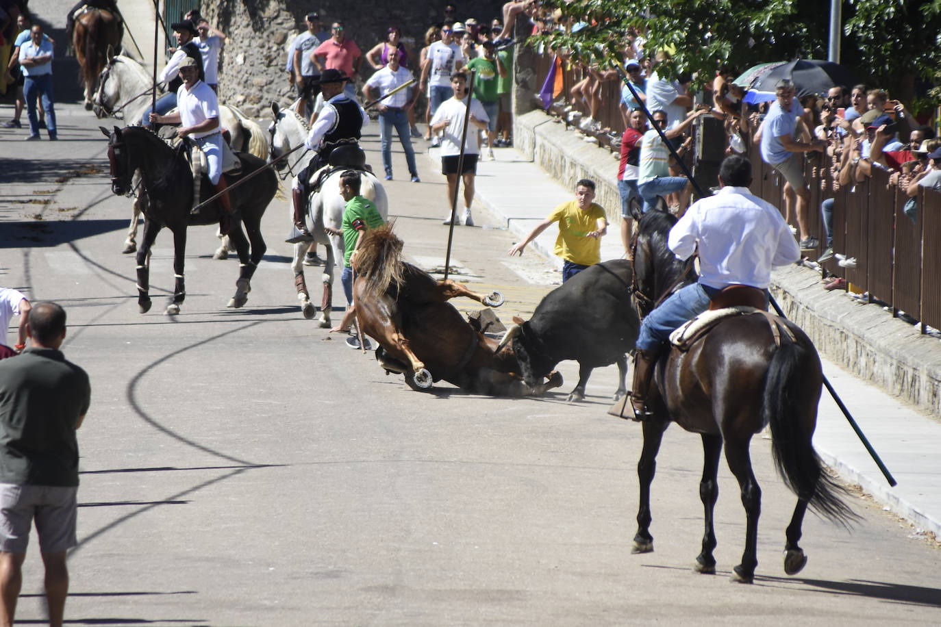 Herido un caballo en un deslavazado y largo tercer encierro guinaldés