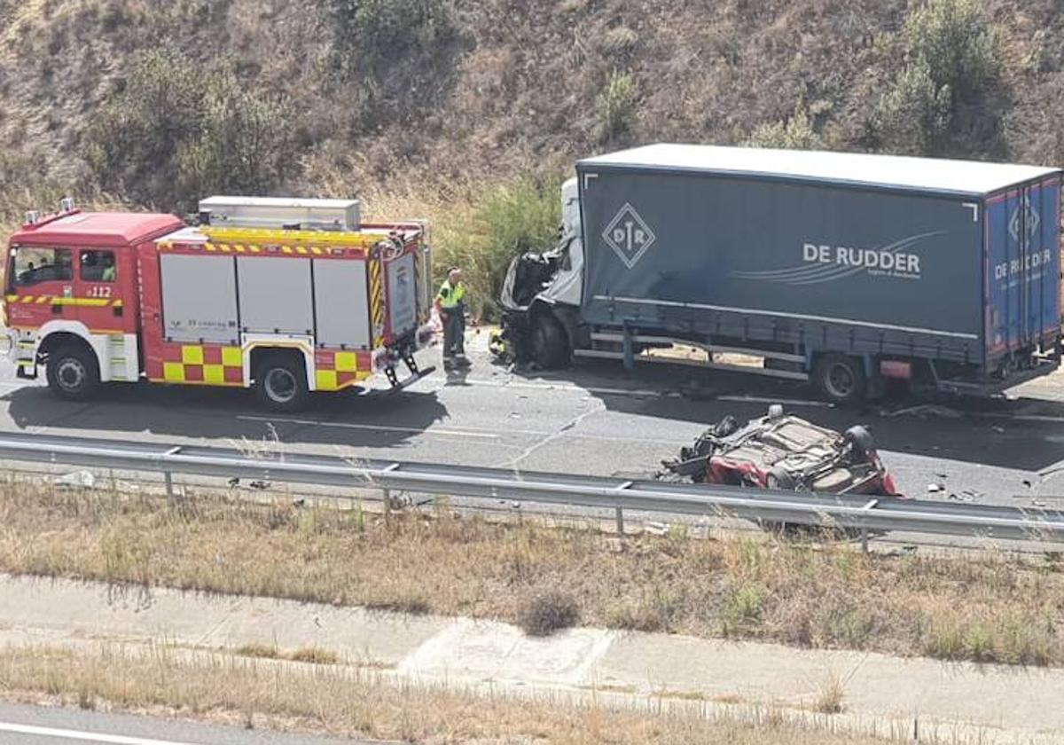 Imagen del accidente en el que ha fallecido una persona