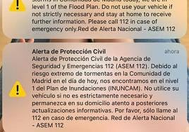 Este es el mensaje que alarmó a los madrileños ante la alerta roja por precipitaciones