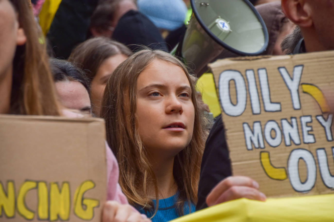 Greta Thunberg durante la manifestación.