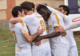 Los jugadores del Salamanca UDS celebran uno de los goles al Villaralbo.