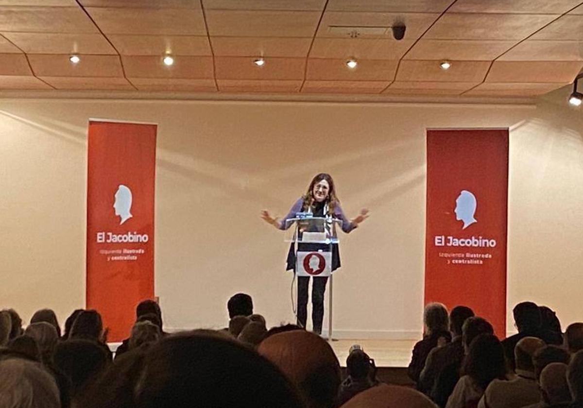 La eurodiputada de Ciudadanos y exdiputada del PSOE en el Congreso, Soraya Rodríguez, en un acto organizado por la plataforma 'El Jacobino' para rechazar 'con indignación' la ley de amnistía