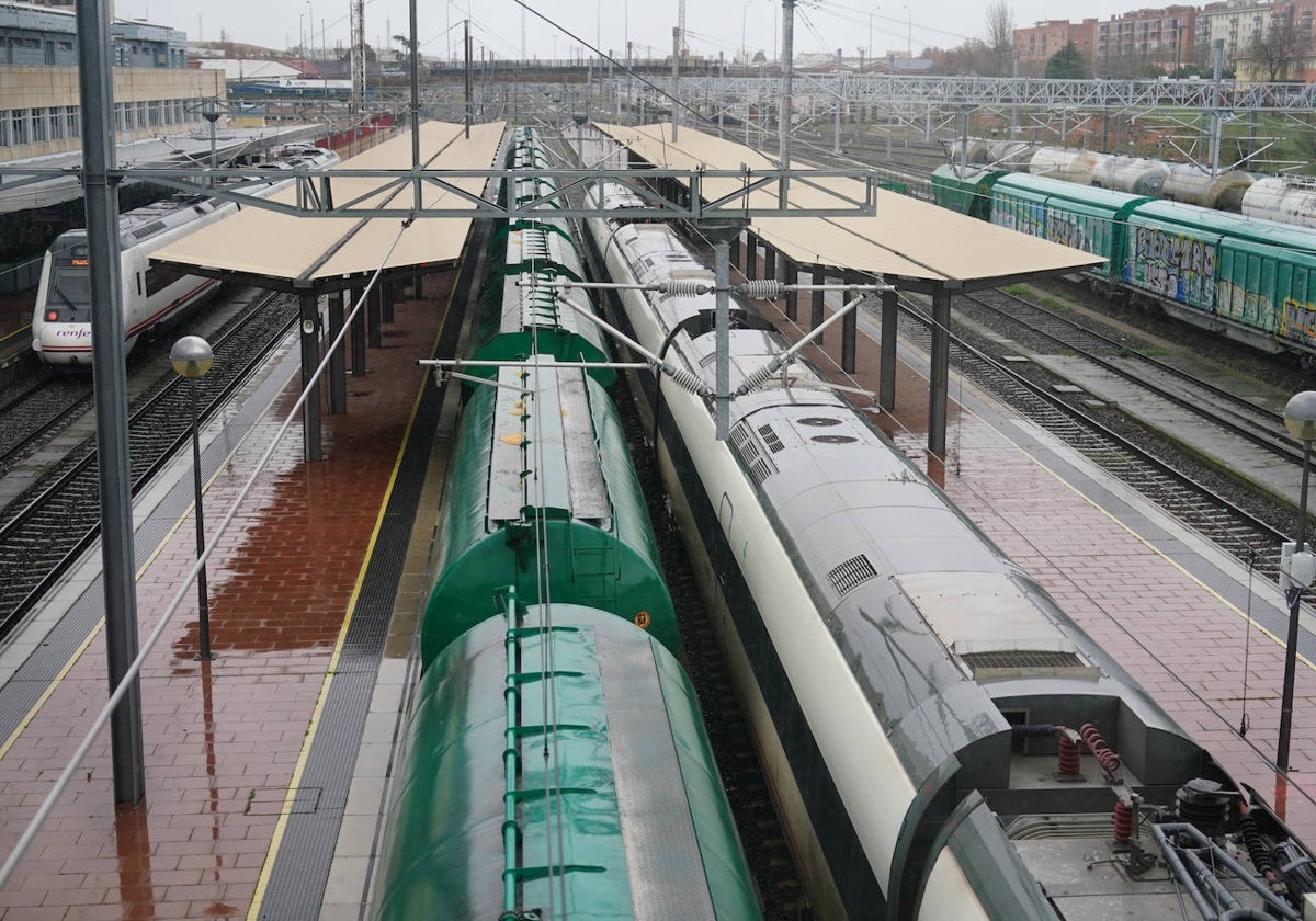 Trenes de mercancías en la estación de Salamanca.