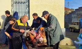 Un momento de la matanza tradicional en Zorita de la Frontera