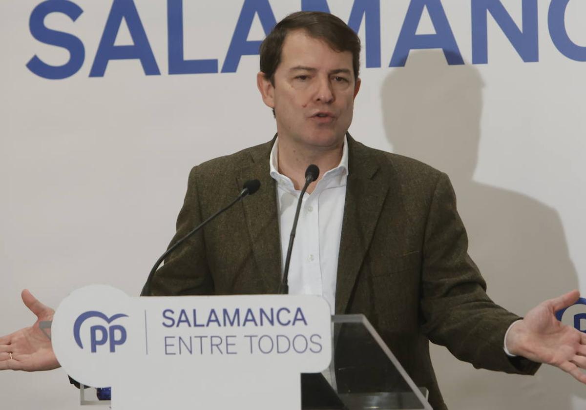 Fernández Mañueco en un acto en Salamanca.