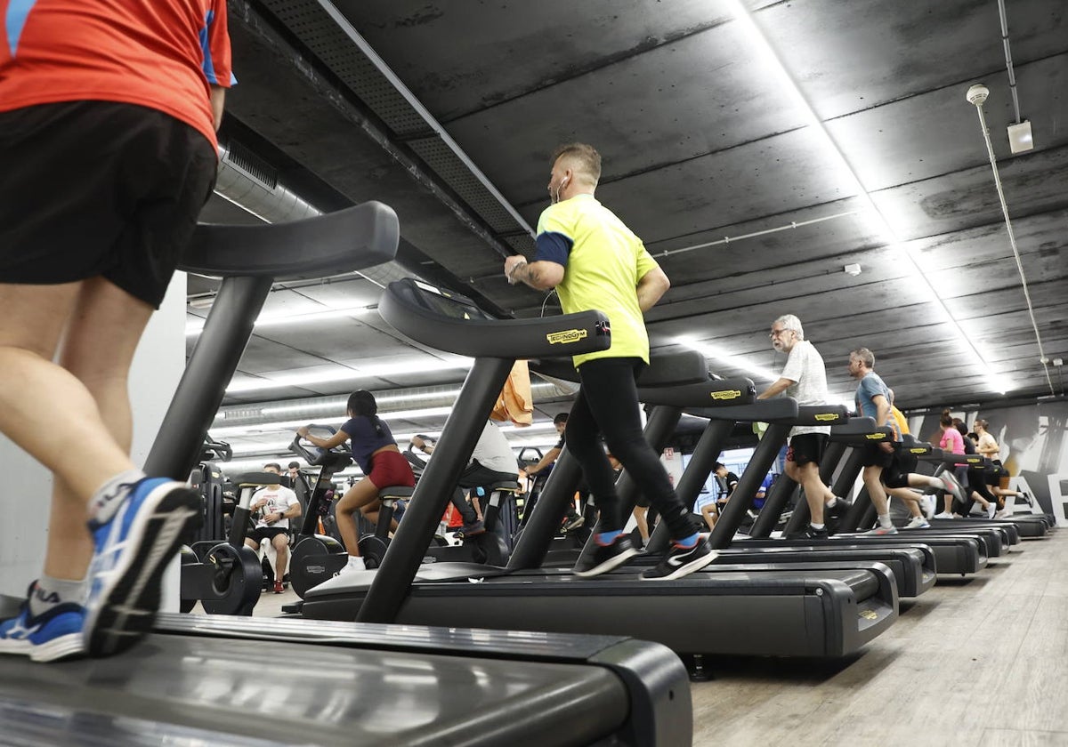 Decenas de salmantinos hacen deporte en un gimnasio de la capital.