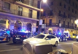 Policía Nacional con motivo de otro incidente en la calle Gran Via.