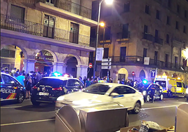 Policía Nacional con motivo de otro incidente en la calle Gran Via.