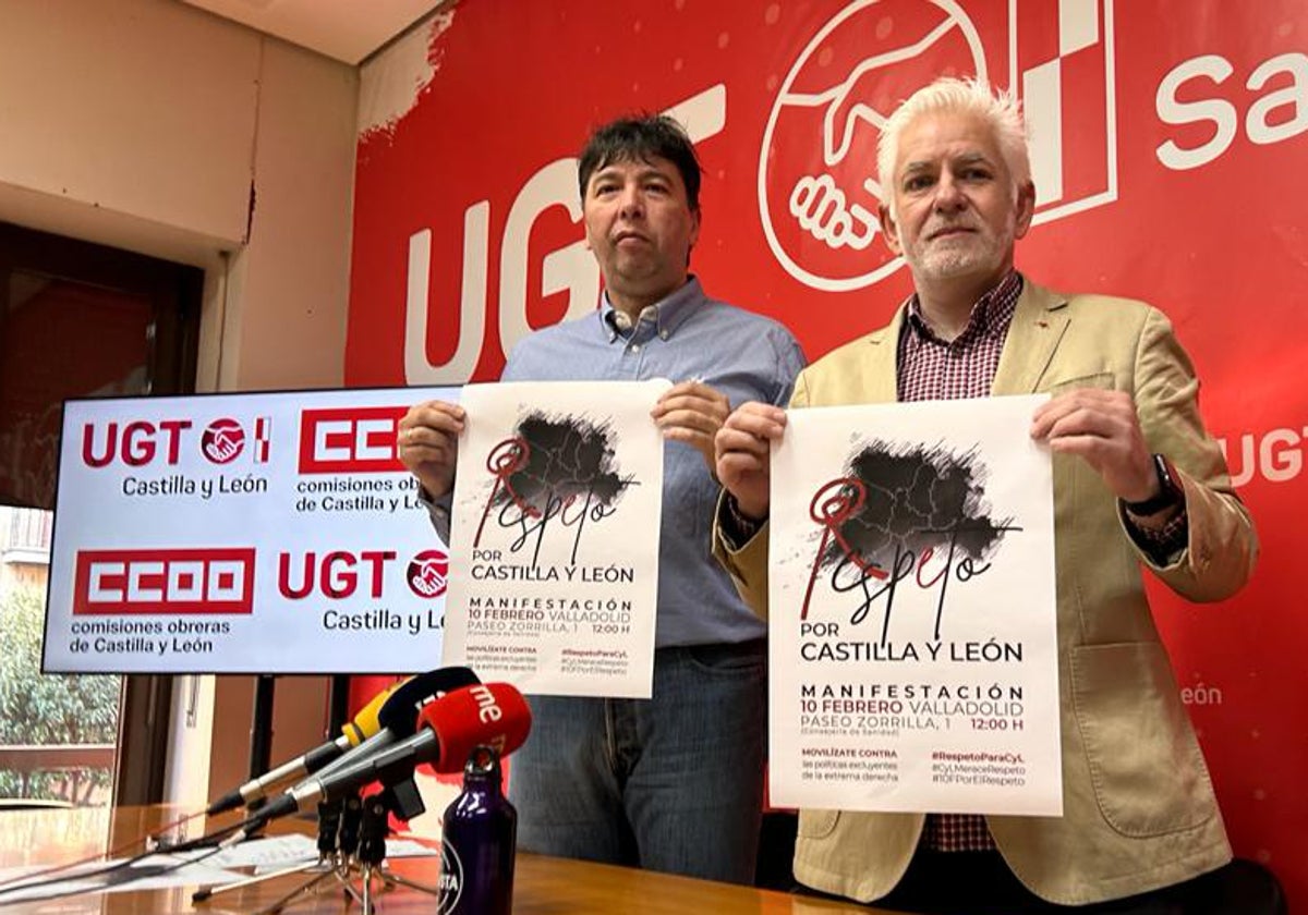 Los secretarios provinciales de CCOO y UGT, José Antonio Gallego y Marcelino Muñoz.