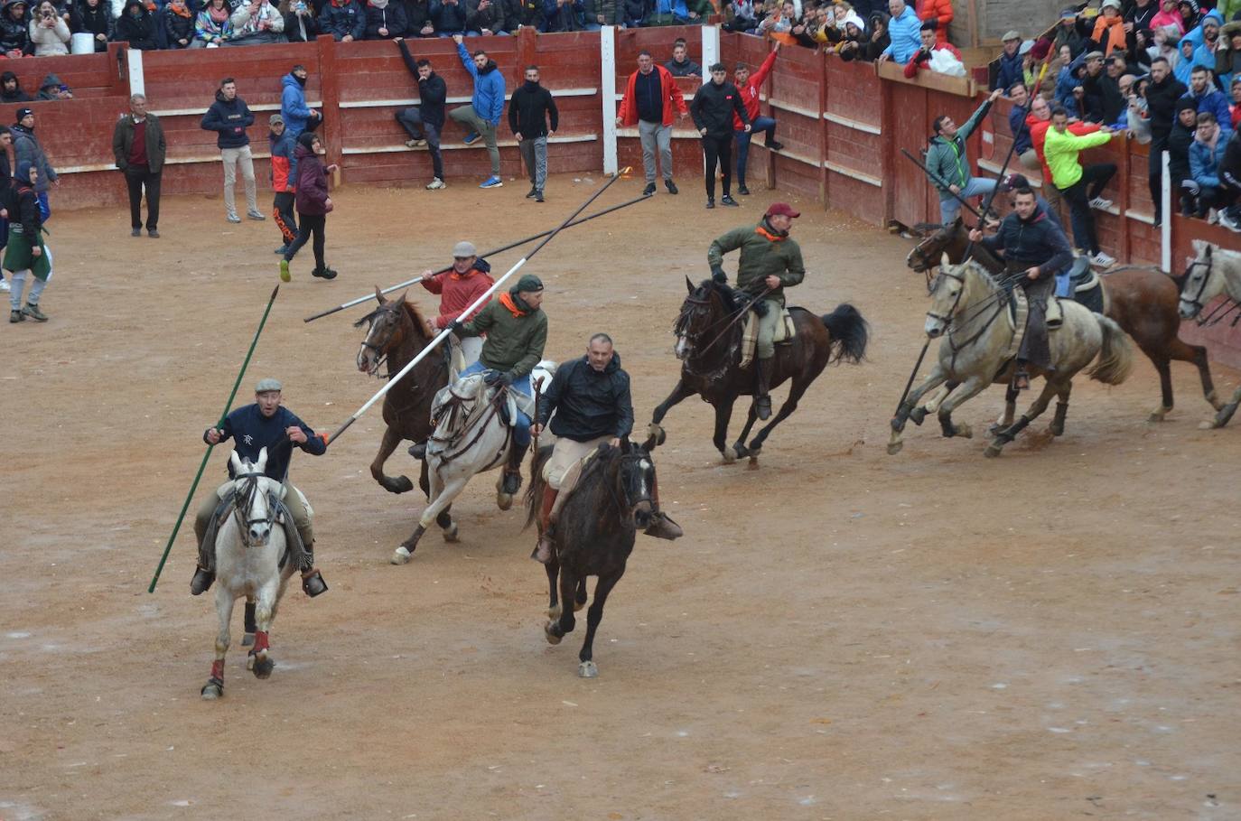 Rápido y vistoso encierro a caballo del Carnaval del Toro