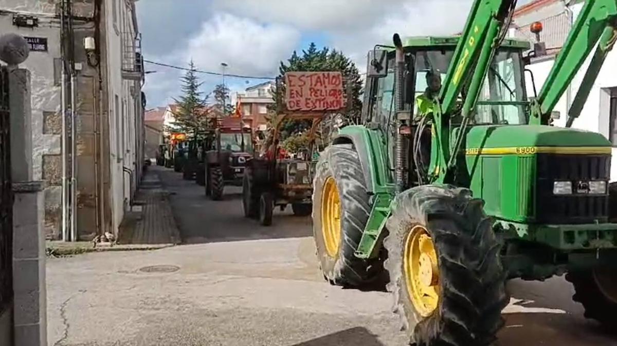 Medio centenar de tractores protestan en Lumbrales contra las medidas de Planas