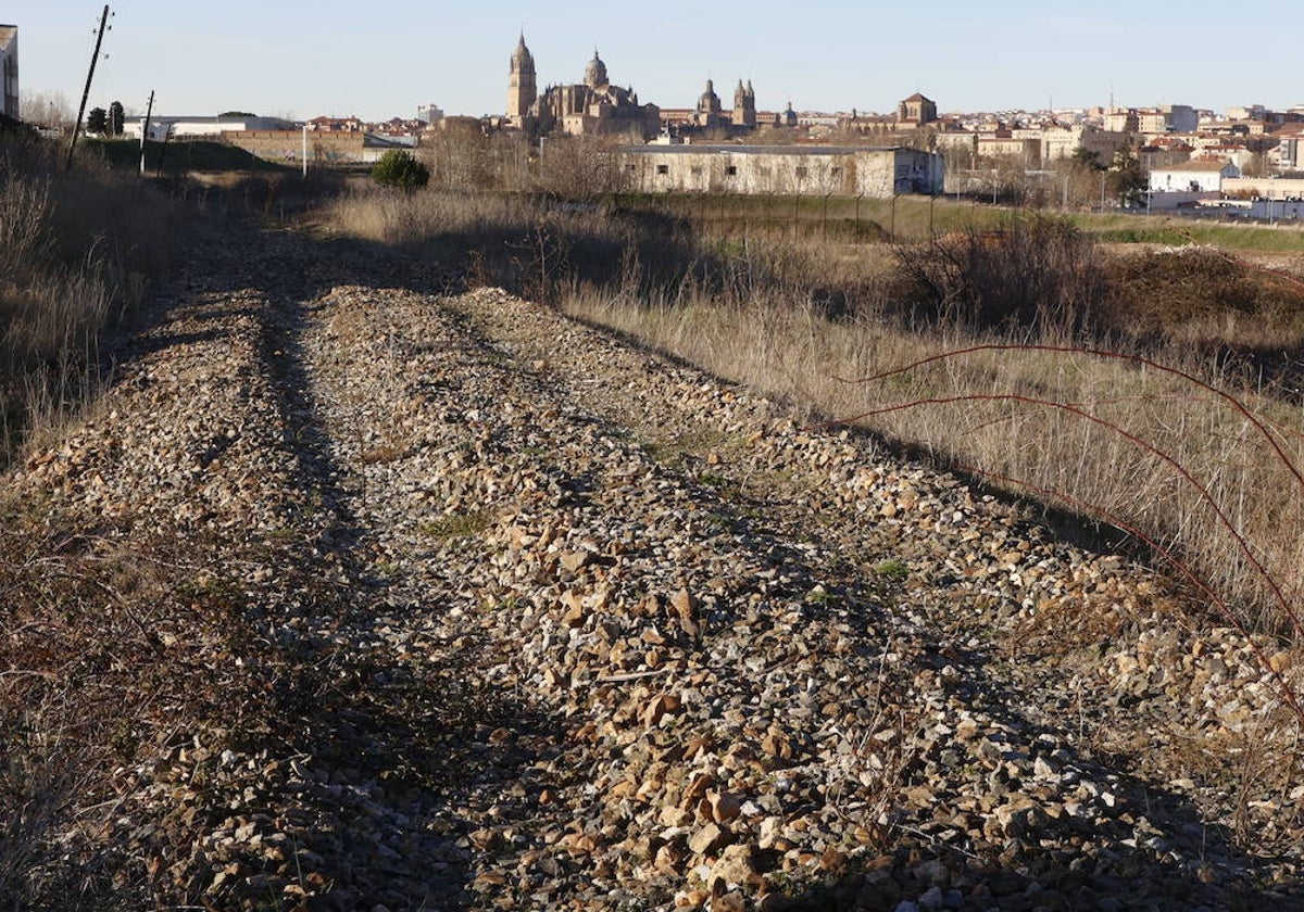 Antiguo trazado de la línea Ruta de la Plata, sin vías a su llegada a Salamanca.