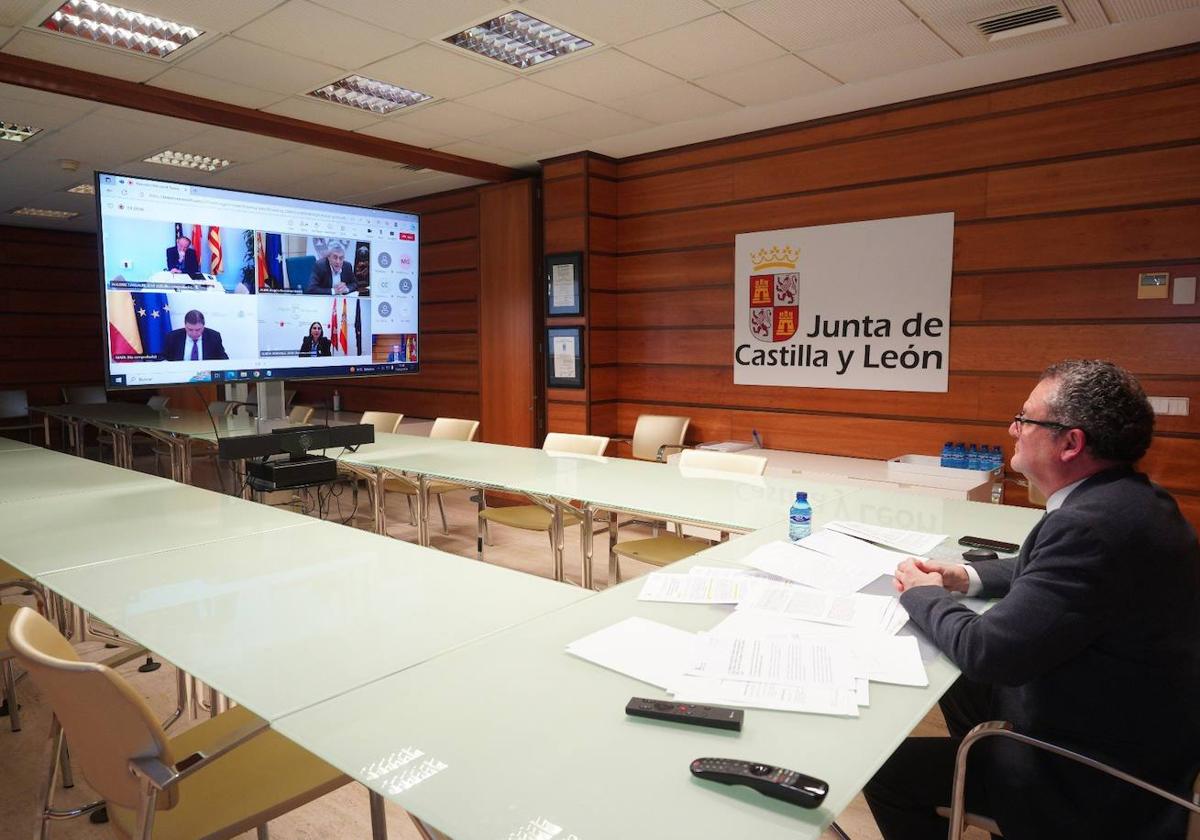 Dueñas, durante la reunión por videoconferencia con el Consejo Consultivo.