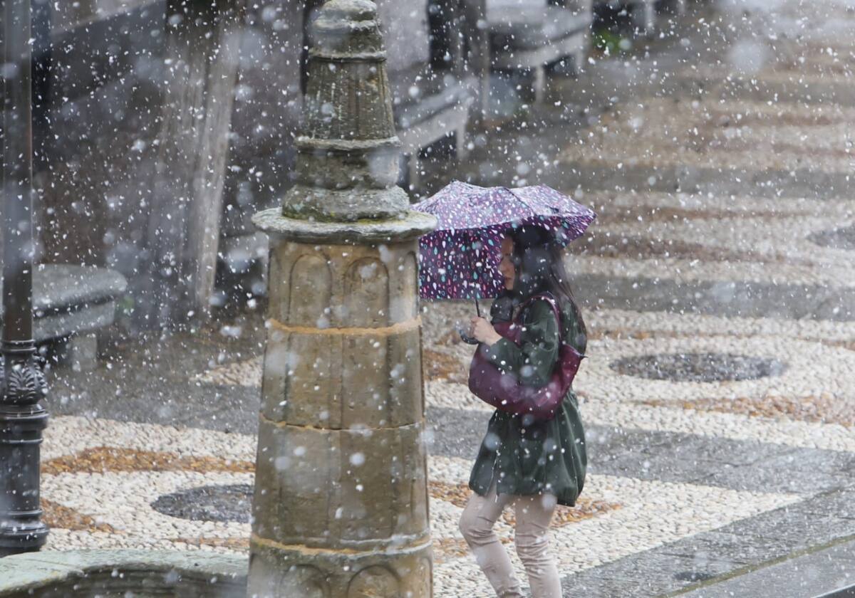 Llega la nieve a una Salamanca en alerta por fuertes vientos