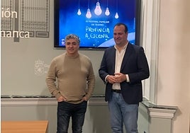 Manuel González, de Civitas, y el diputado de Cultura, David Mingo, durante la presentación de «Provincia a Escena».