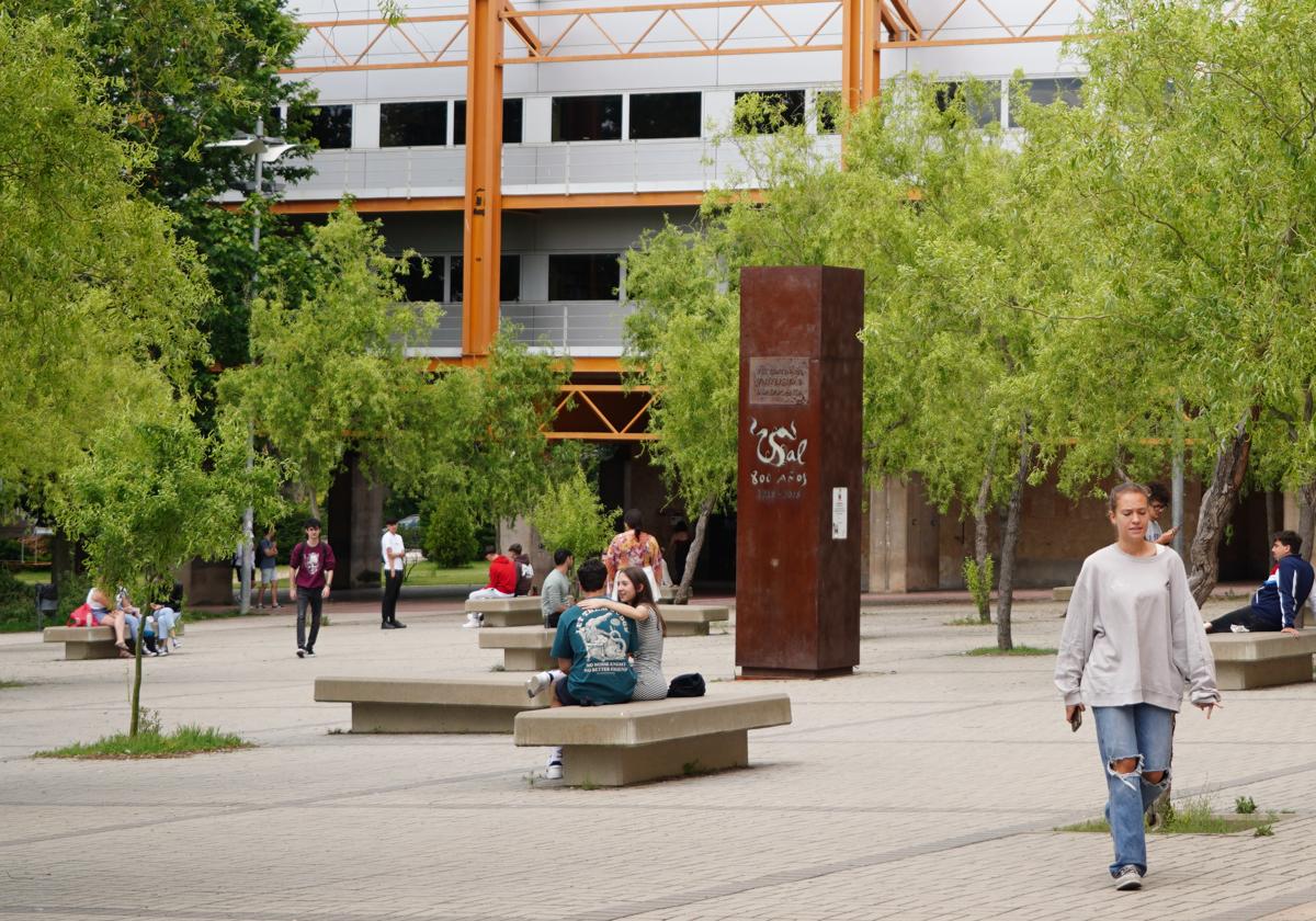 Estudiantes en el Campus de la Universidad.