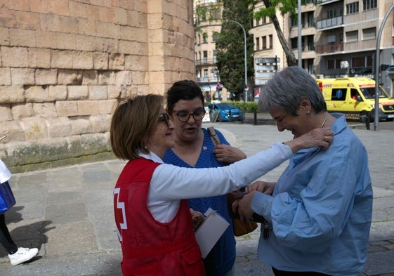 La voluntaria Inés Juanes durante el Día de la Banderita de Cruz Roja.