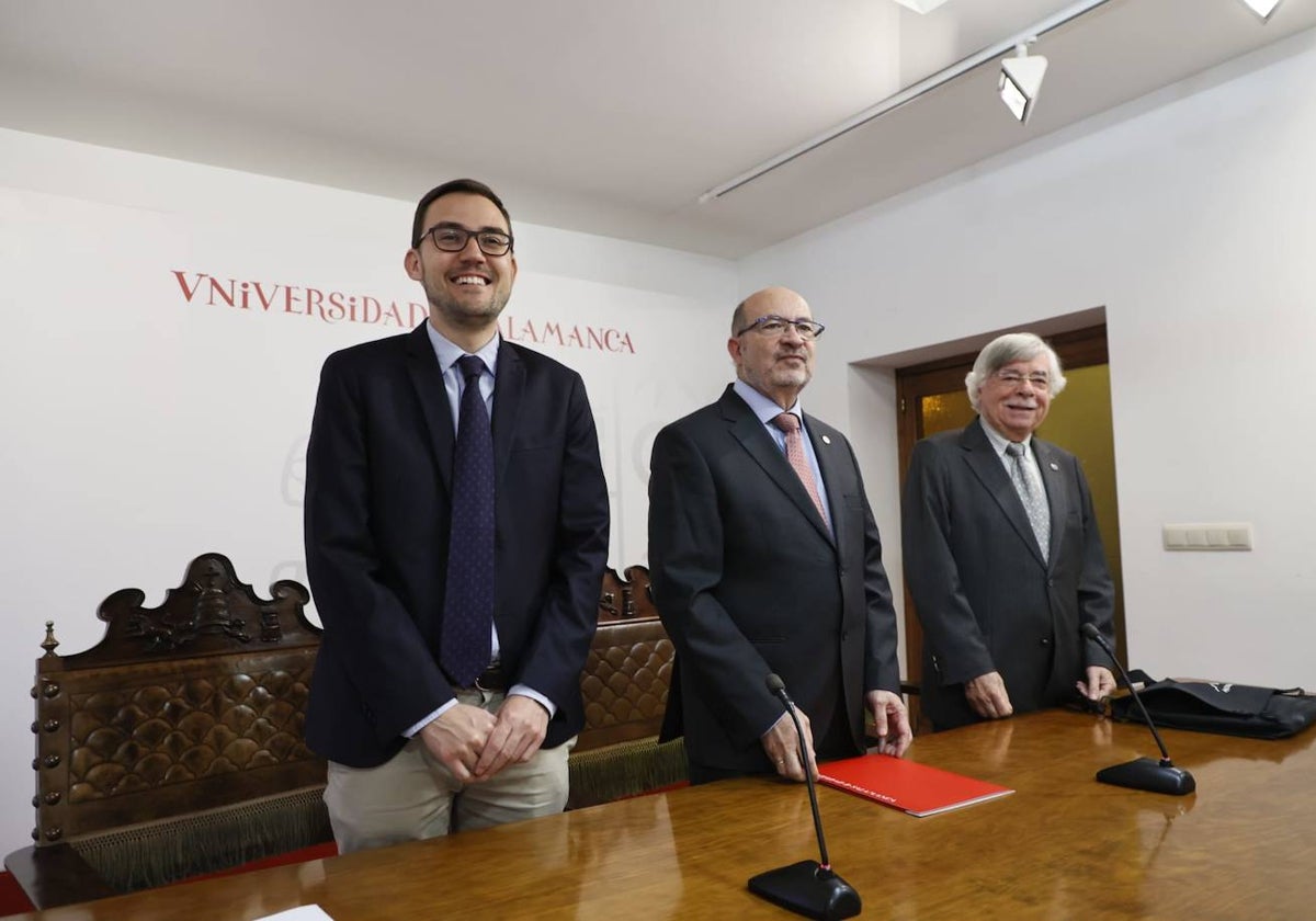 Ángel Fernández Silva, David Diez y Román Álvarez en la presentación de 'Salamanca Finde'.