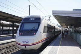 Imagen de un tren llegado a la estación de Salamanca con retraso.