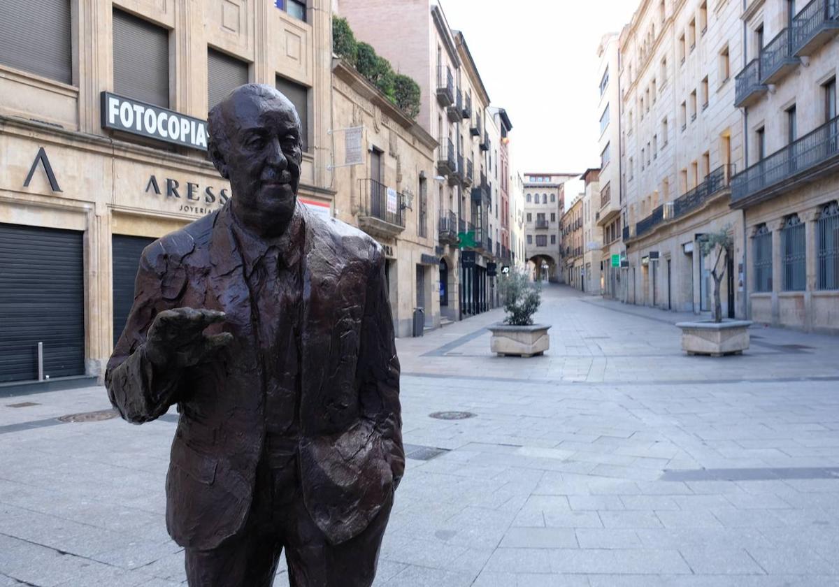 Estatua de Vicente del Bosque, ubicada en la calle Toro.