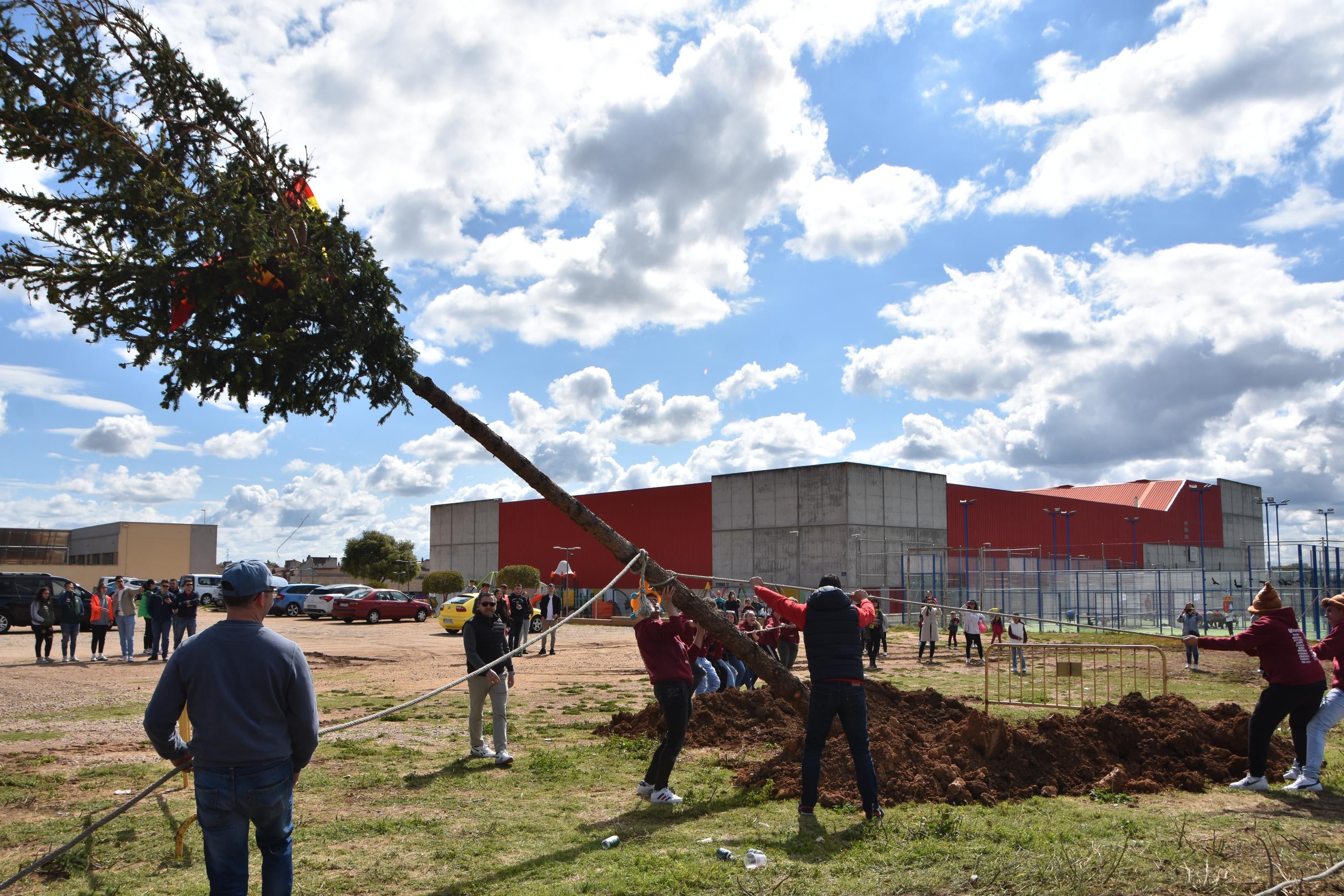 Los quintos de Villares levantan un &#039;Mayo&#039; de 14 metros