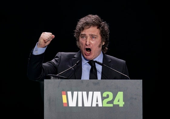 Javier Milei en el acto «Viva 24» programado por Vox el pasado fin de semana.