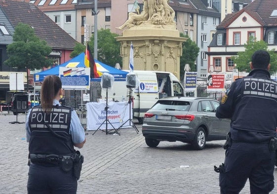 La Policía germana, en el incidente de Mannheim.