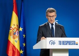 El presidente del Partido Popular durante una rueda de prensa en la sede de su partido