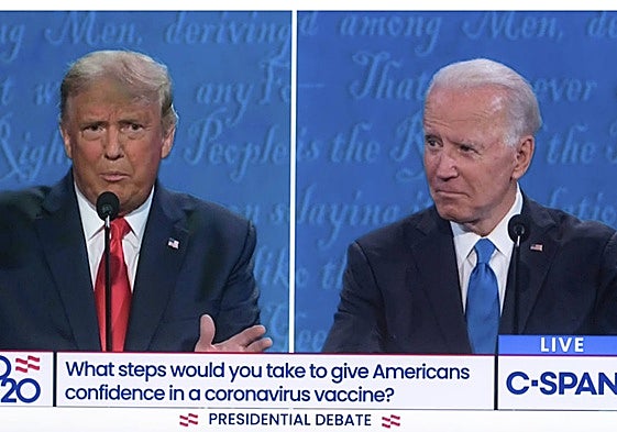 Donald Trump y Joe Biden durante el debate del 27 de Junio