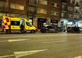 Patrullas de la Policía Nacional y una ambulancia en el paseo de la Estación.