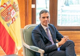 El presidente del Gobierno, Pedro Sánchez, en el palacio de Ajuria Enea, en Vitoria-Gasteiz.