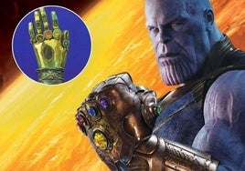 Montaje de Thanos y la mano de Santa Teresa.