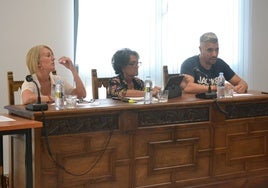 María José Vicente, Luisa de Paz y José Antolín Alonso, durante el pleno de este jueves.