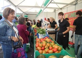 Uno de los puestos con frutas y verduras en la feria de Cabrerizos.