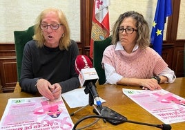 La concejala de Servicios Sociales, Maite Crego, y la portavoz de la asociación bejarana, Emi García, esta mañana en el Ayuntamiento de Béjar.