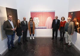 David Mingo, Blanca Nieto (3º), Javier Iglesias, Ana Pavón (1º), Pedro Díaz Mesonero, María Dávila (2º) y Fernando Población, con las obras premiadas en 2023.