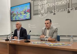 Jesús María Ortiz, diputado de Deportes, y Casimirio Blanco, delegado provincial de atletismo, durante la presentación.