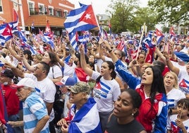 Una protesta en Cuba en 2021 contra la dictadura encabezada por Miguel Díaz-Canel.