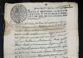 Imagen del documento manuscrito de la compraventa realizada en 1790 y que Miranda de Azán ha cedido a Aldeatejada.