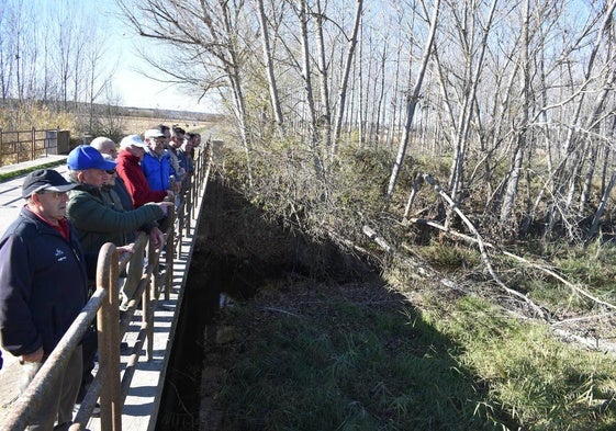 Vecinos y agricultores de Santa Teresa, junto a los representantes municipales observan el cauce.