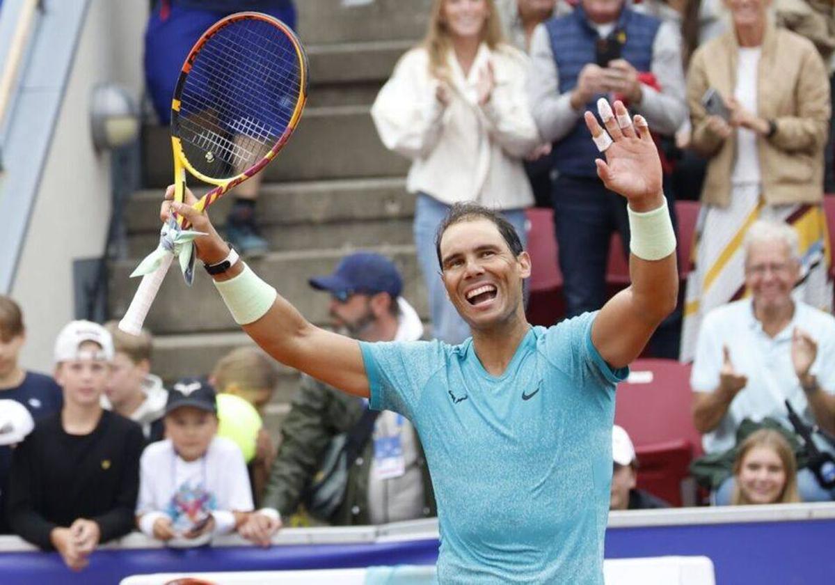 Rafa Nadal, tras ganar un partido de tenis.