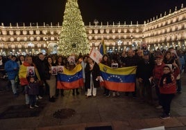 Los venezolanos en Salamanca en una protesta contra el régimen de Nicolás Maduro