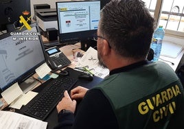 Un agente de la Guardia Civil, durante una investigación.