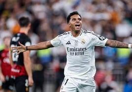 Rodrygo celebra su tanto en Arabia.