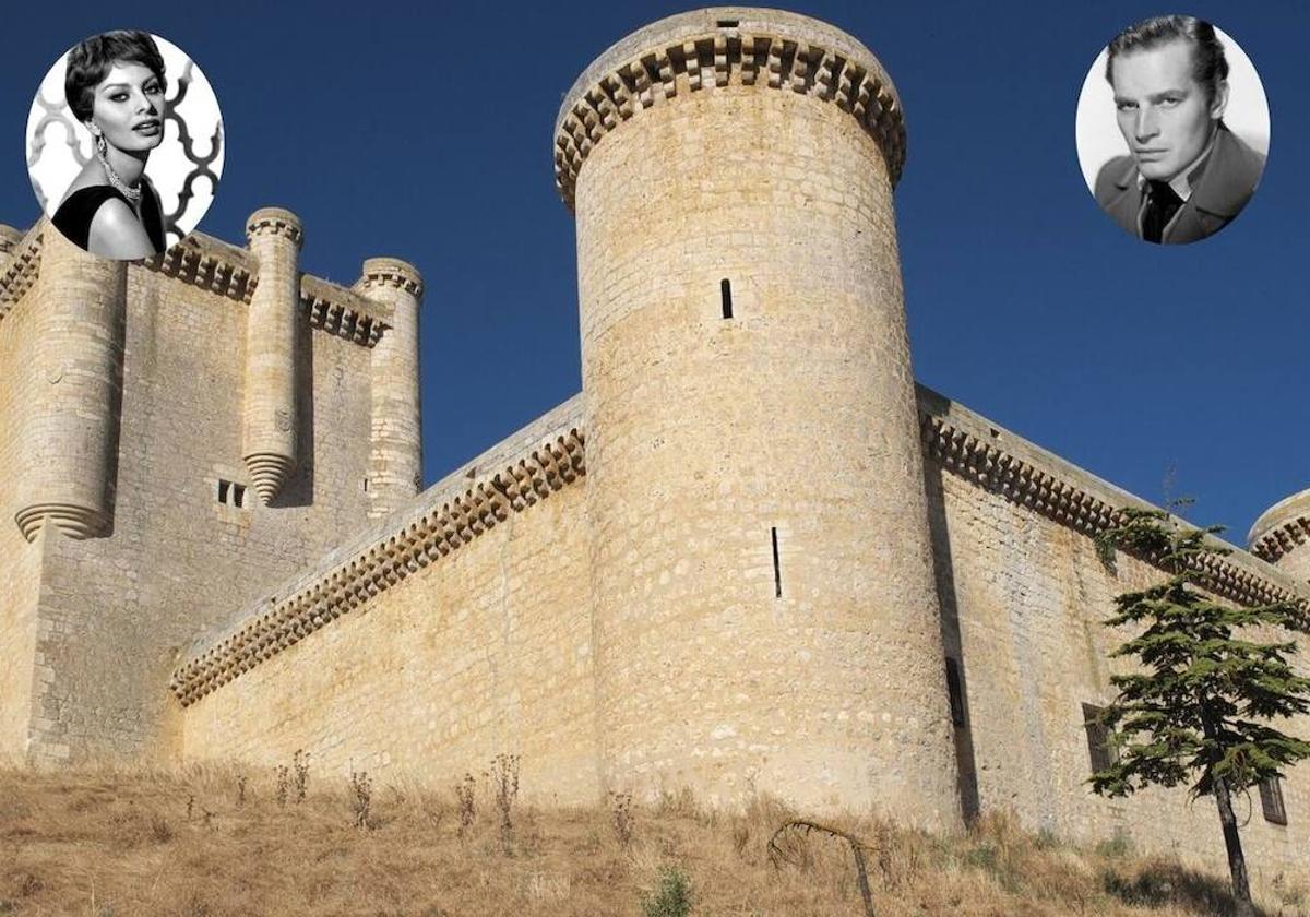 El imponente castillo de Torrelobatón y las imágenes de Charlton Heston y Sophia Loren en el montaje.