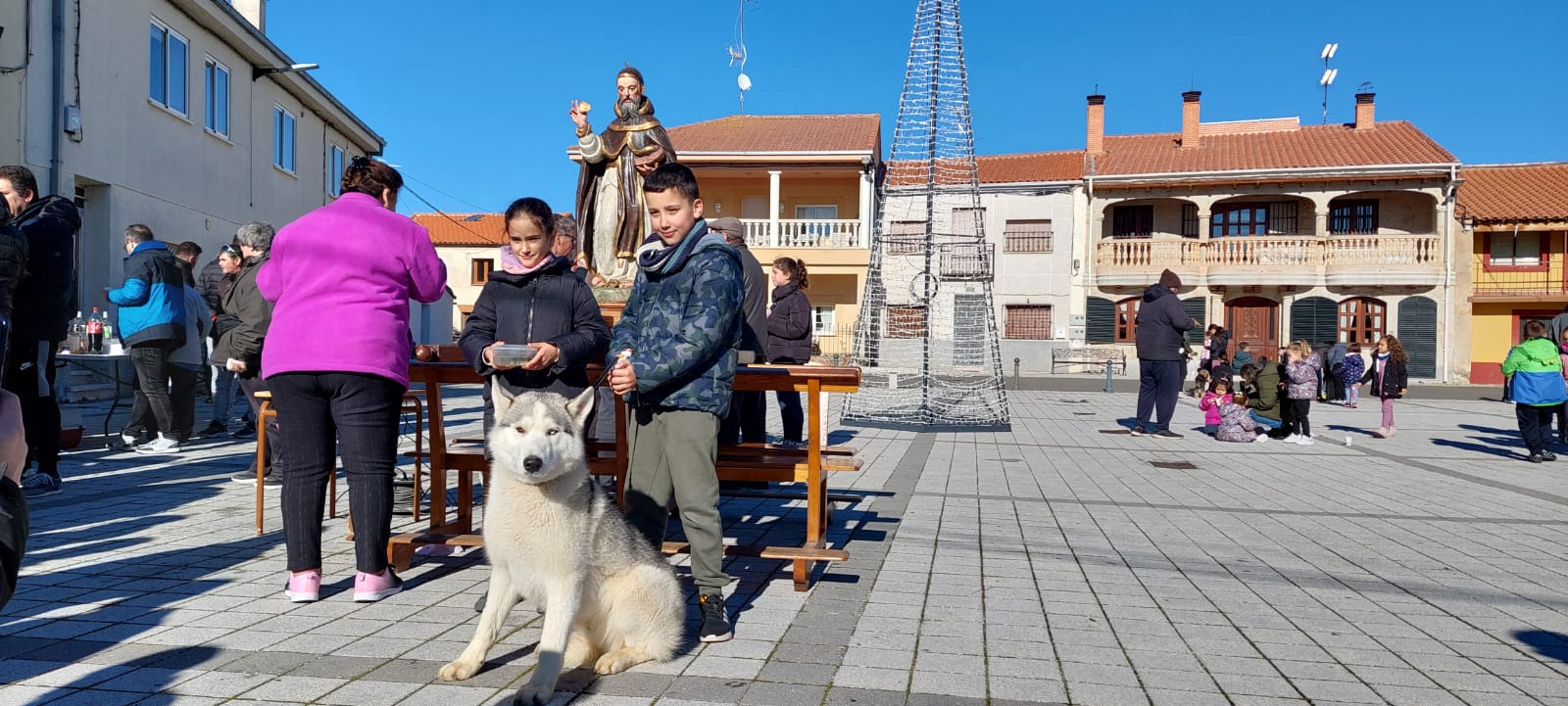 Gallos, tortugas, agapornis y una cobaya reciben la bendición de San Antón en Calzada de Valdunciel