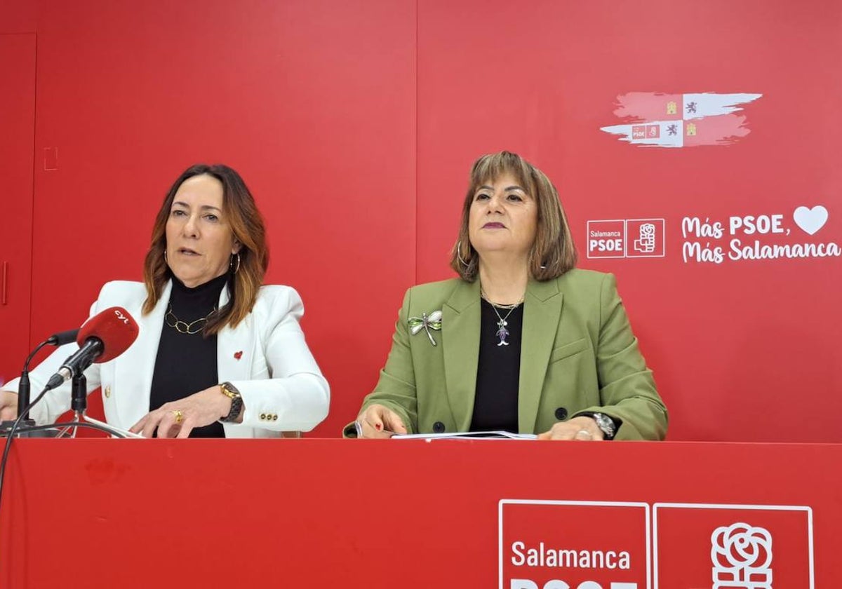 Rosa Rubio y María García, en rueda de prensa.