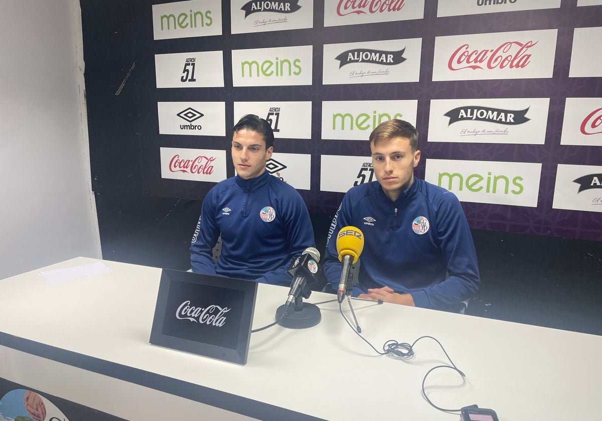 Berardozzi y Ángel García, en la sala de prensa del Helmántico.